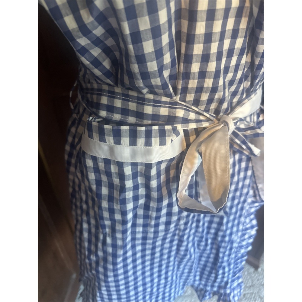 Womens Mainstreet Collection Gingham Ruffle Robe Size M/L Knee Length COTTON EUC - Picture 3 of 8